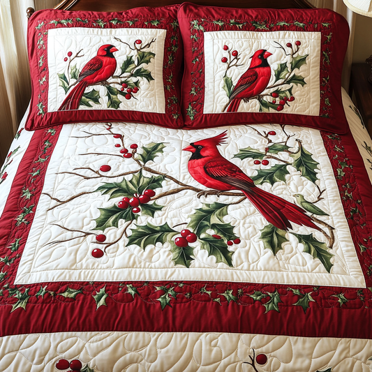 Christmas Cardinal TAI101224426 Quilt Bedding Set