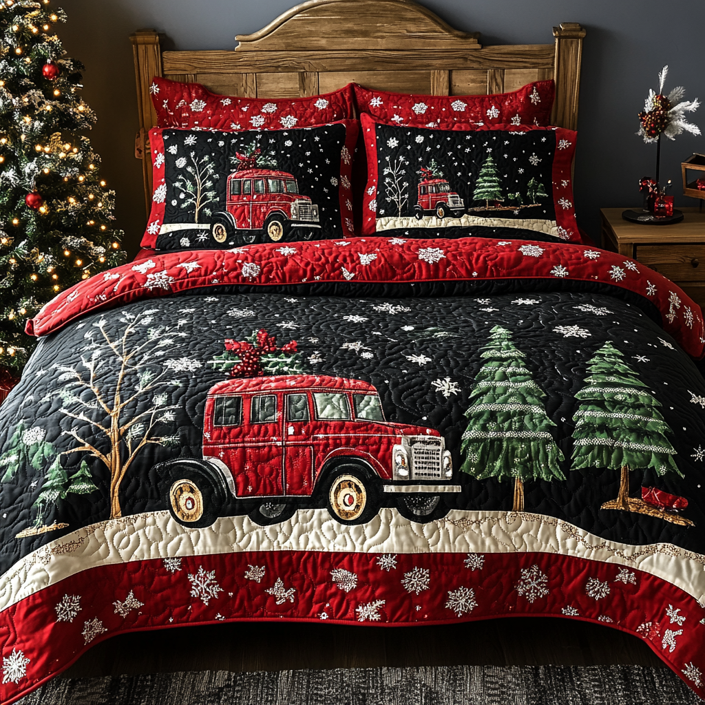 Christmas Truck TAI041024562 Quilt Bedding Set