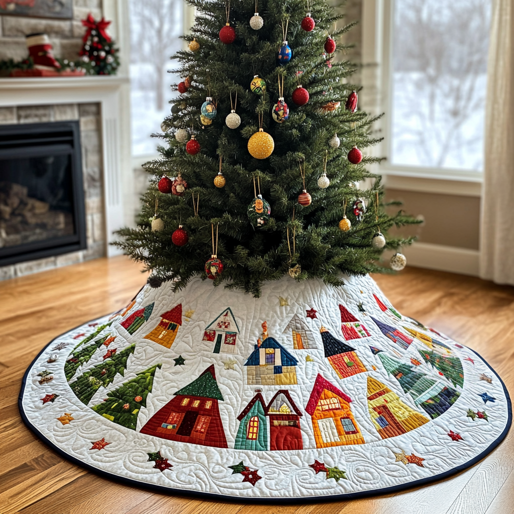 Christmas Village DAI230924027 Quilted Tree Skirt