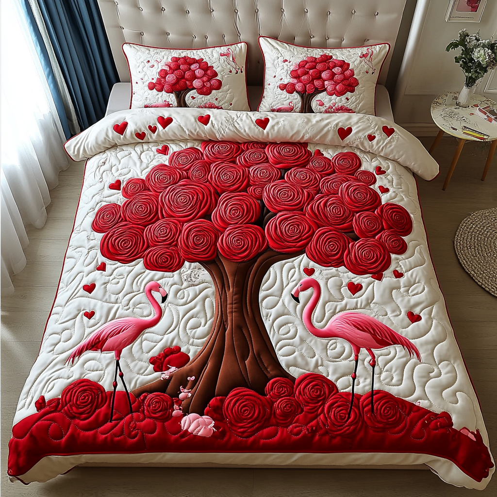 Valentine Flamingo DAI090125083 Quilt Bedding Set