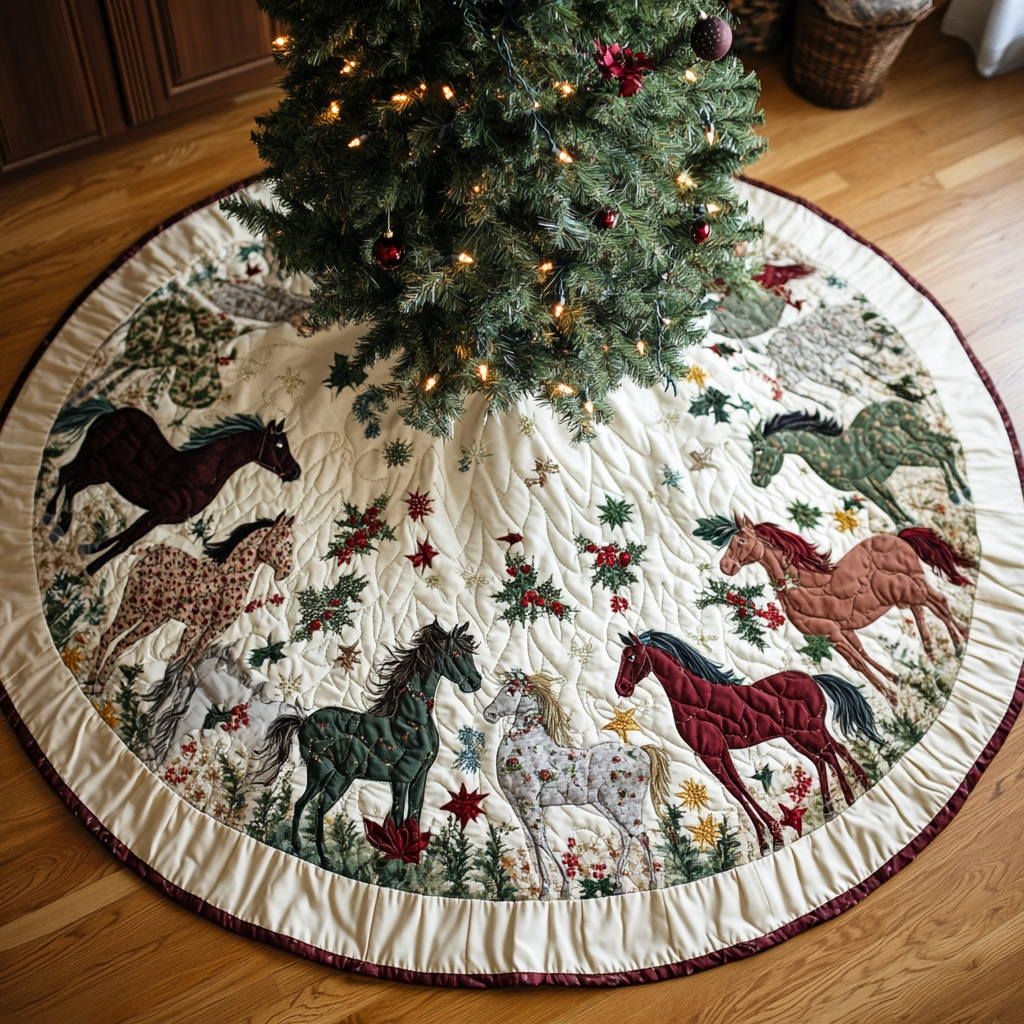 Christmas Horse TAI041024112 Quilted Tree Skirt