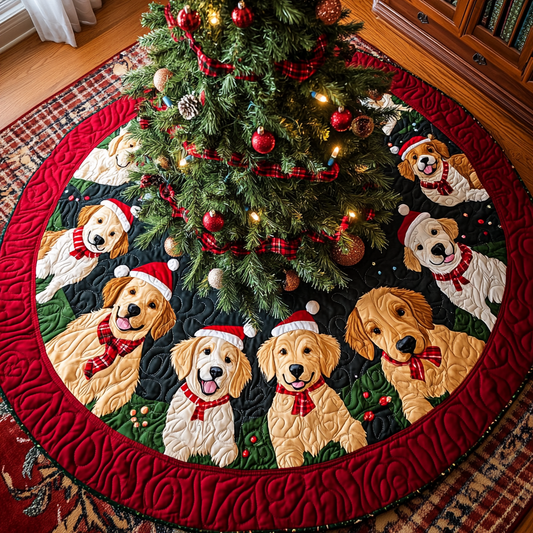 Christmas Golden Retriever TAI091024333 Quilted Tree Skirt