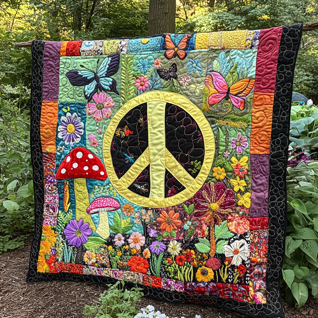 Hippie Peace DAI150125079 Quilt Blanket