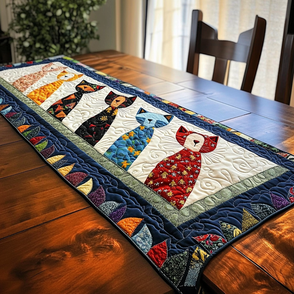 Cat TAI260924133 Quilted Table Runner – Alpha Quilt