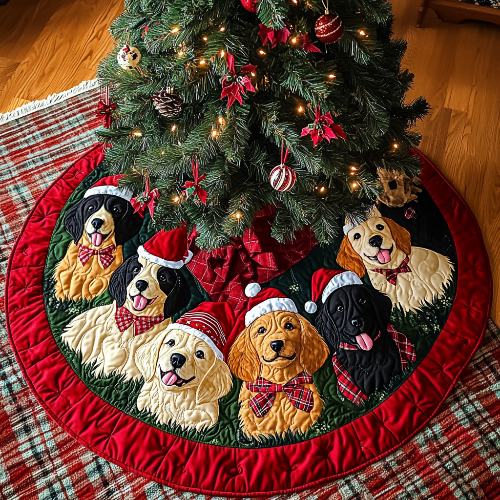 Christmas Golden Retriever TAI091024340 Quilted Tree Skirt