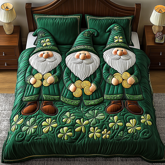 St Patrick Gnome TAI101224502 Quilt Bedding Set