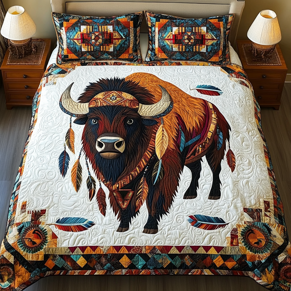 Native American Bison DAI301224240 Quilt Bedding Set