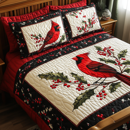 Christmas Cardinal TAI041024505 Quilt Bedding Set