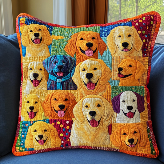 Golden Retriever TAI181024505 Quilted Pillow Case