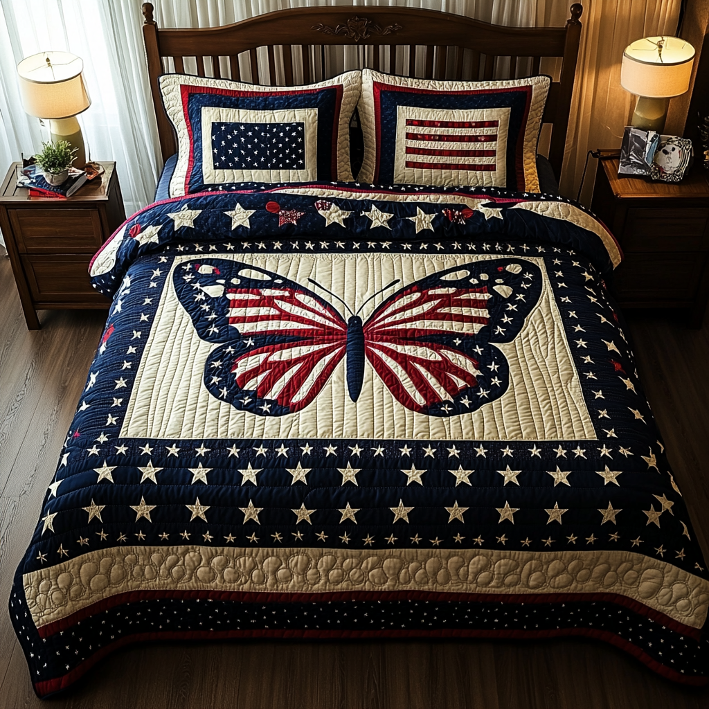 Patriotic Butterfly DAI040924064 Quilt Bedding Set