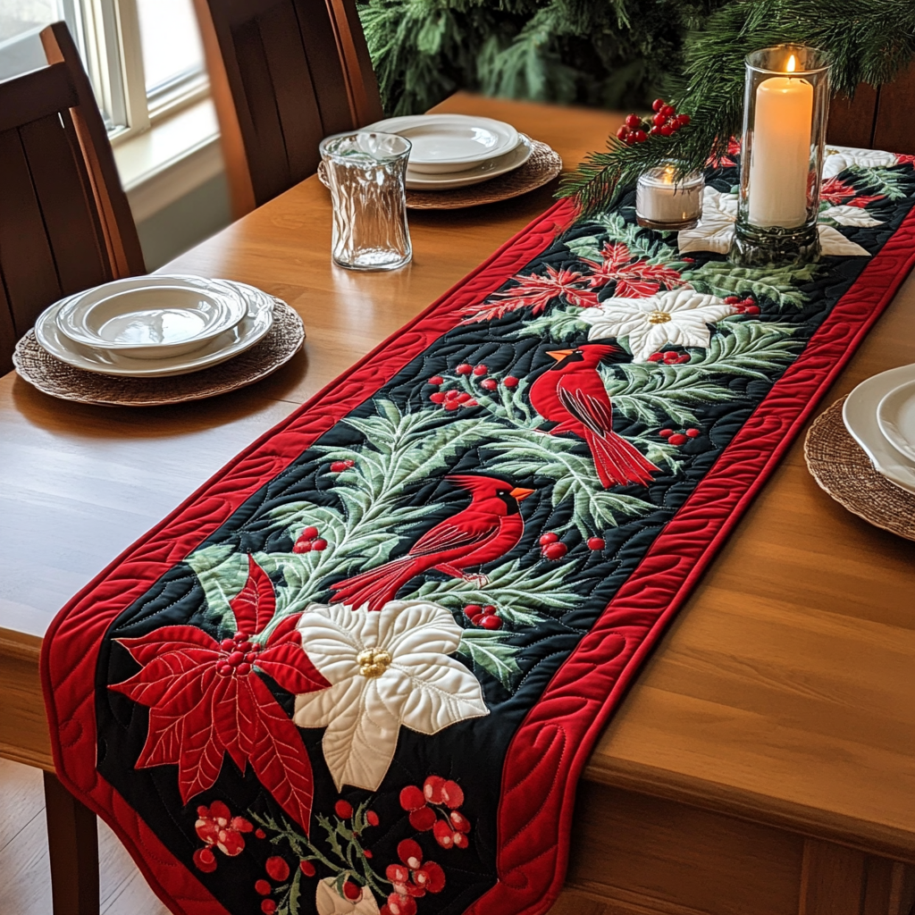 Christmas Cardinal TAI041024355 Quilted Table Runner