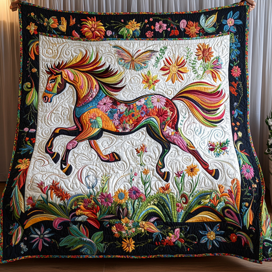 Floral Horse TAI181024008 Quilt Blanket