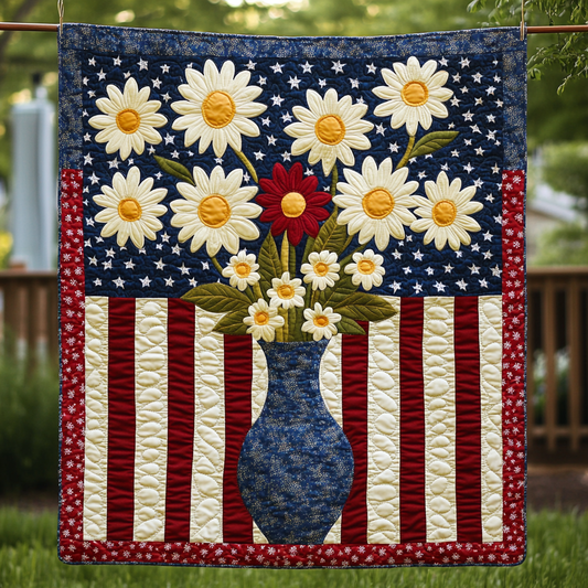 Patriotic Daisy Flower DAI200125160 Quilt Blanket