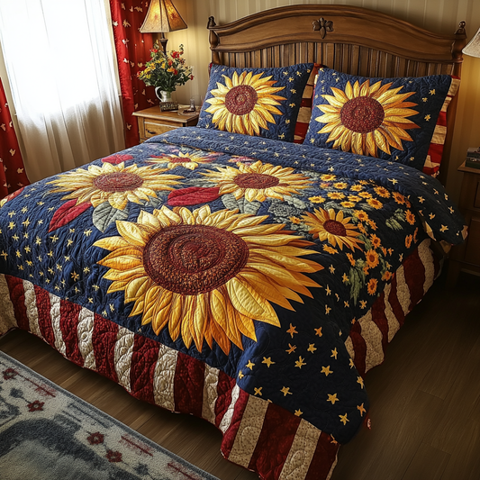 Patriotic Sunflower TAI041024512 Quilt Bedding Set