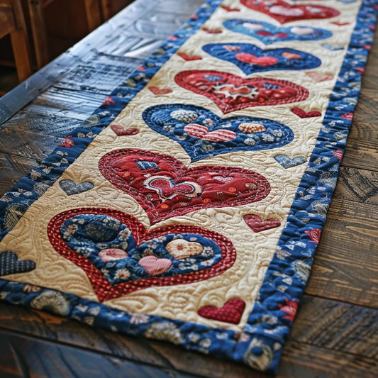 Heart TAI020324080 Quilted Table Runner