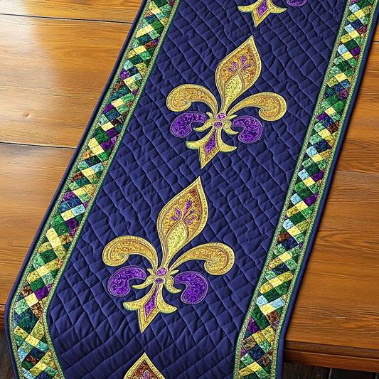 Mardi Gras Fleur De Lis DAI110225392 Quilted Table Runner