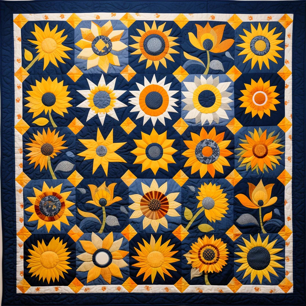 Sunflower Alpha Pattern Sunflower TAI261223067 Quilt Blanket – Alpha Quilt