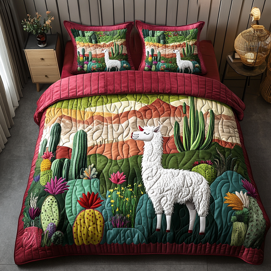 Cactus Llama DAI150125236 Quilt Bedding Set