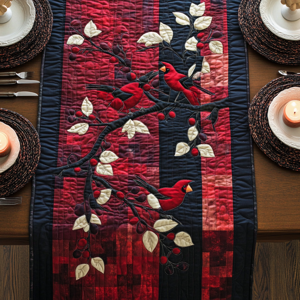 Christmas Cardinal TAI091024385 Quilted Table Runner