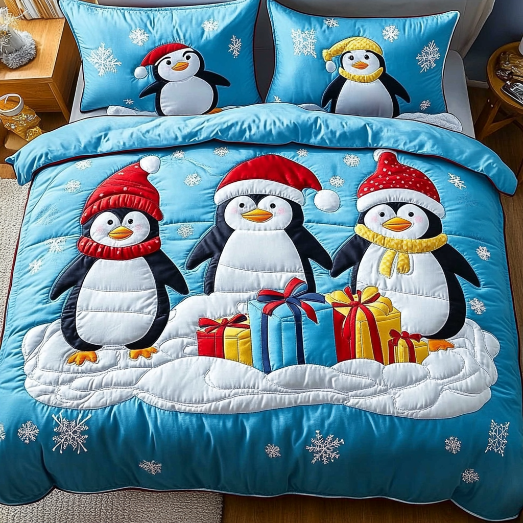 Christmas Penguin TAI201124318 Quilt Bedding Set