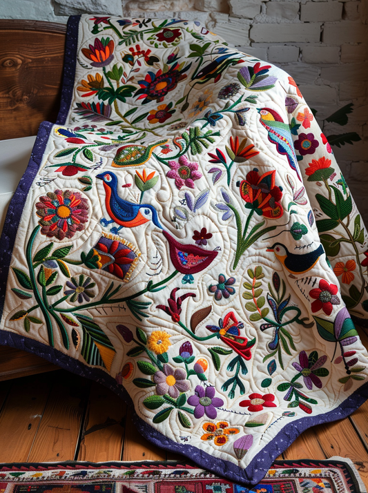 Birds In Flower Garden TAI251124168 Quilt Blanket