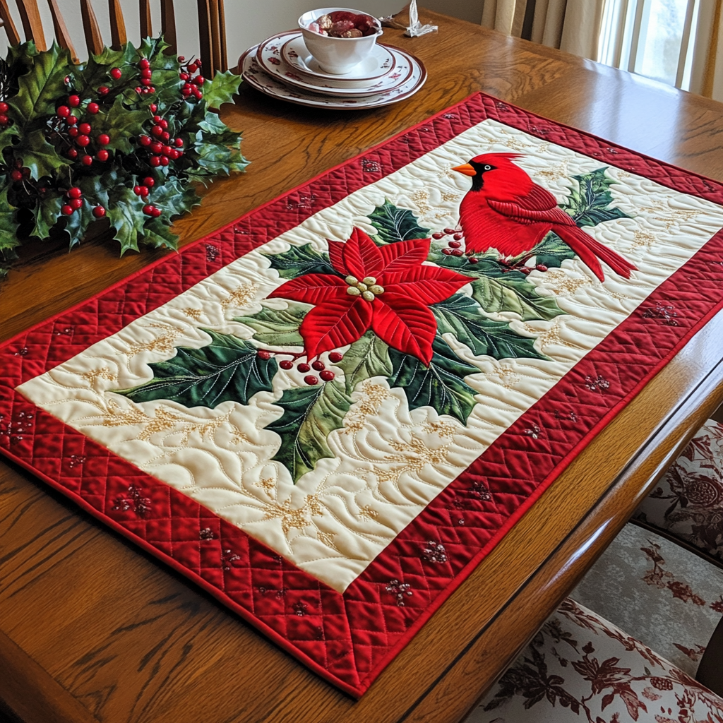 Christmas Cardinal TAI041024361 Quilted Table Runner