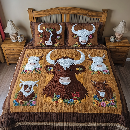 Highland Cow DAI040225305 Quilt Bedding Set