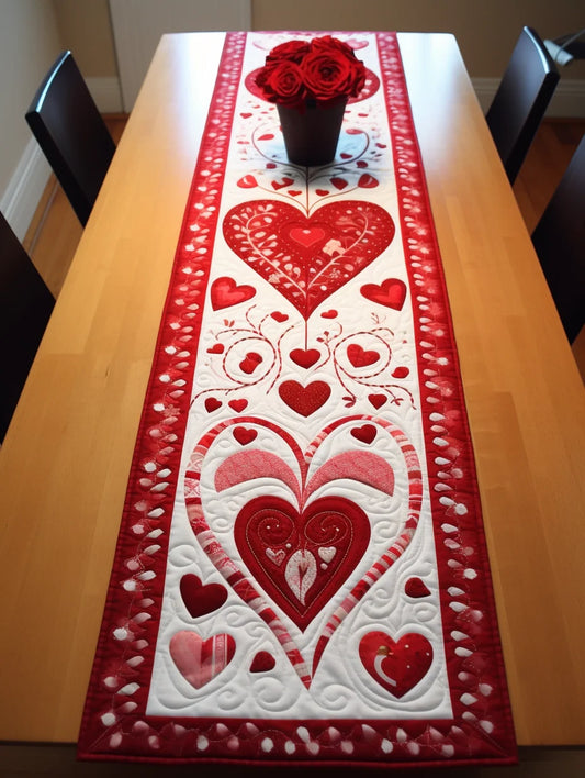 Heart TAI260224410 Quilted Table Runner