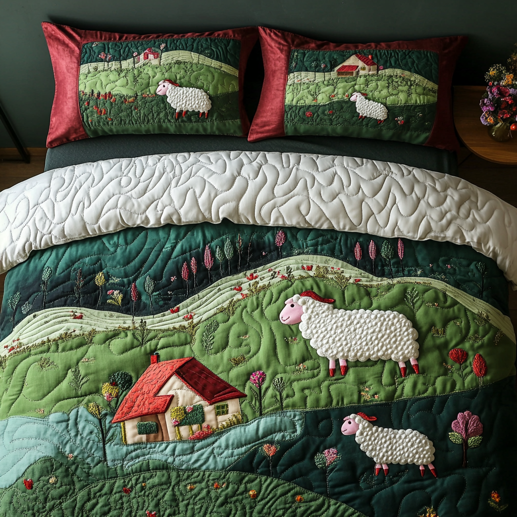 Farm House Sheep DAI150125231 Quilt Bedding Set