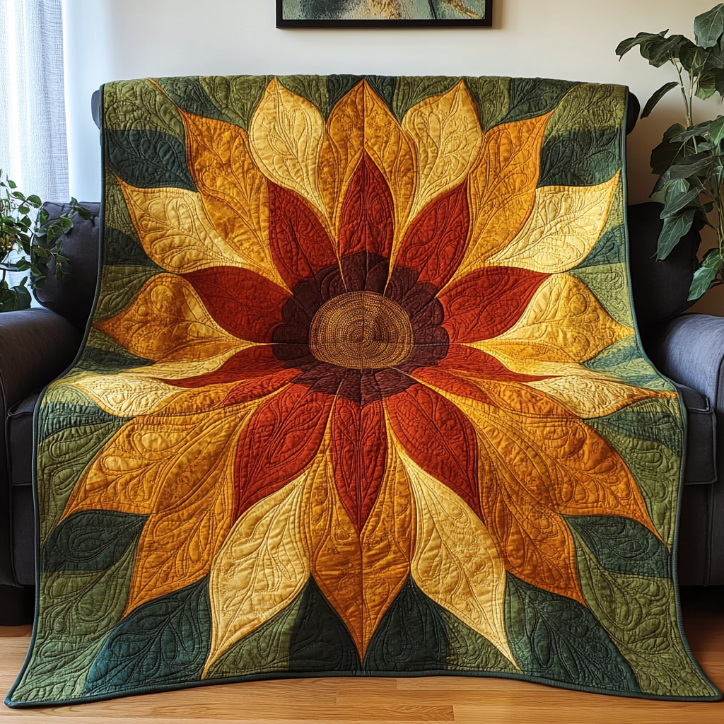 Sunflower Alpha Pattern Sunflower DAI070824140 Quilt Blanket – Alpha Quilt
