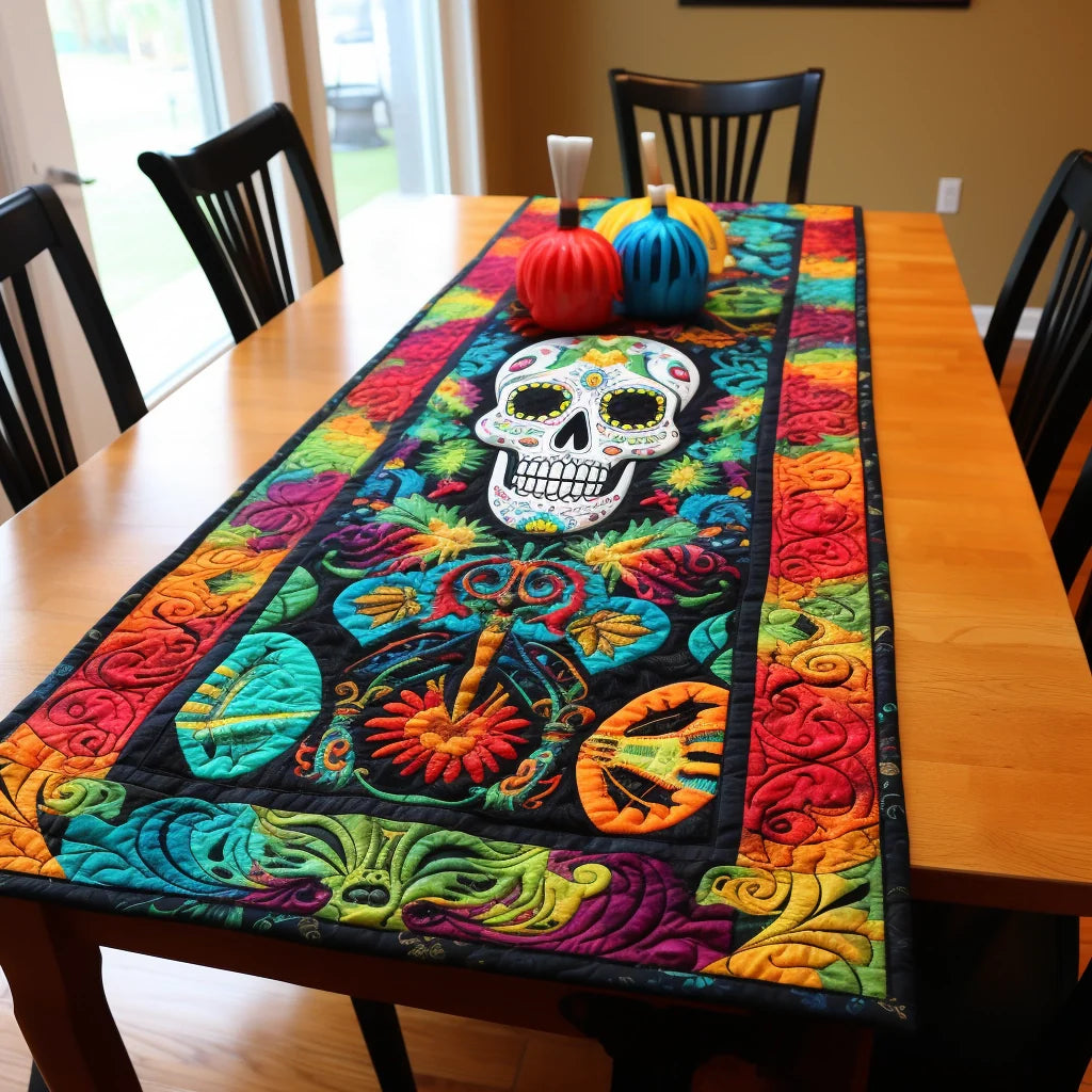 Sugar Skull TAI260224326 Quilted Table Runner