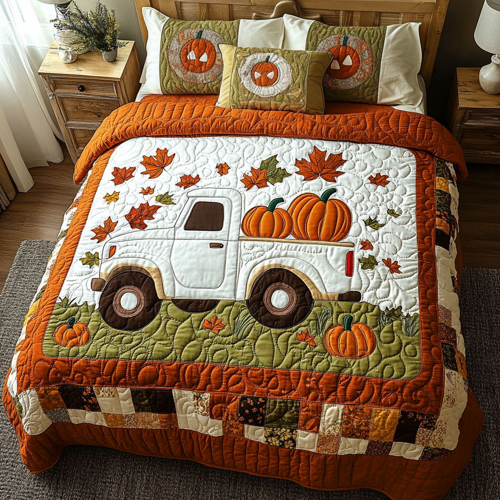 Pumpkin Truck DAI090125105 Quilt Bedding Set