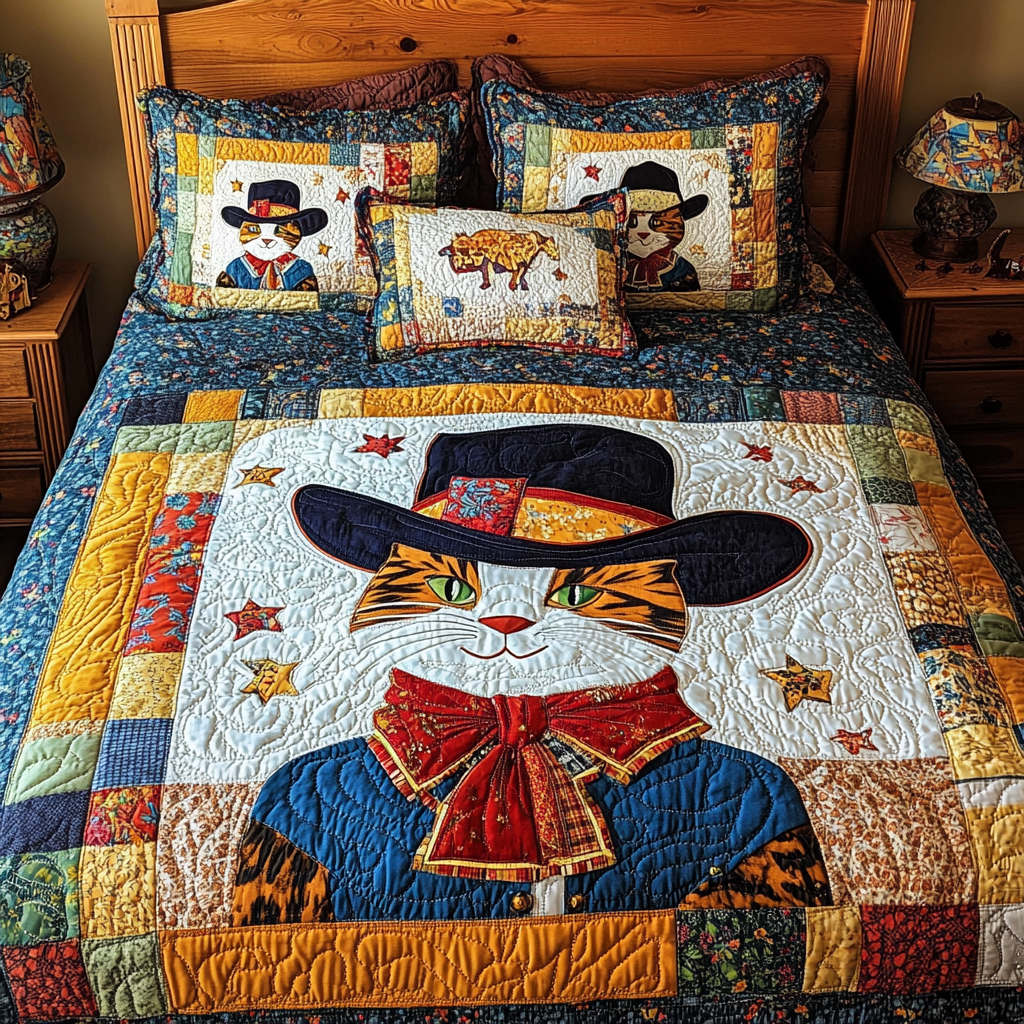 Cowboy Cat DAI241224222 Quilt Bedding Set