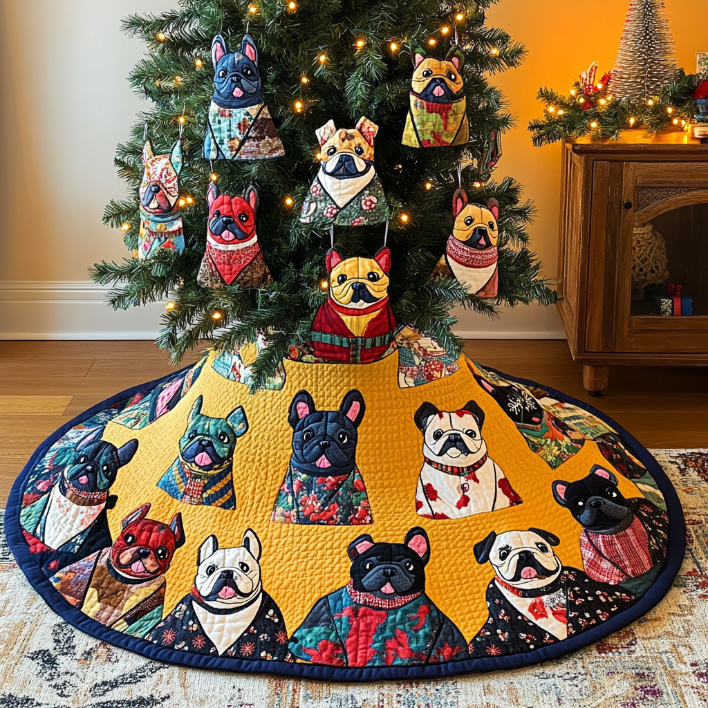 French Bulldog TAI041024228 Quilted Tree Skirt