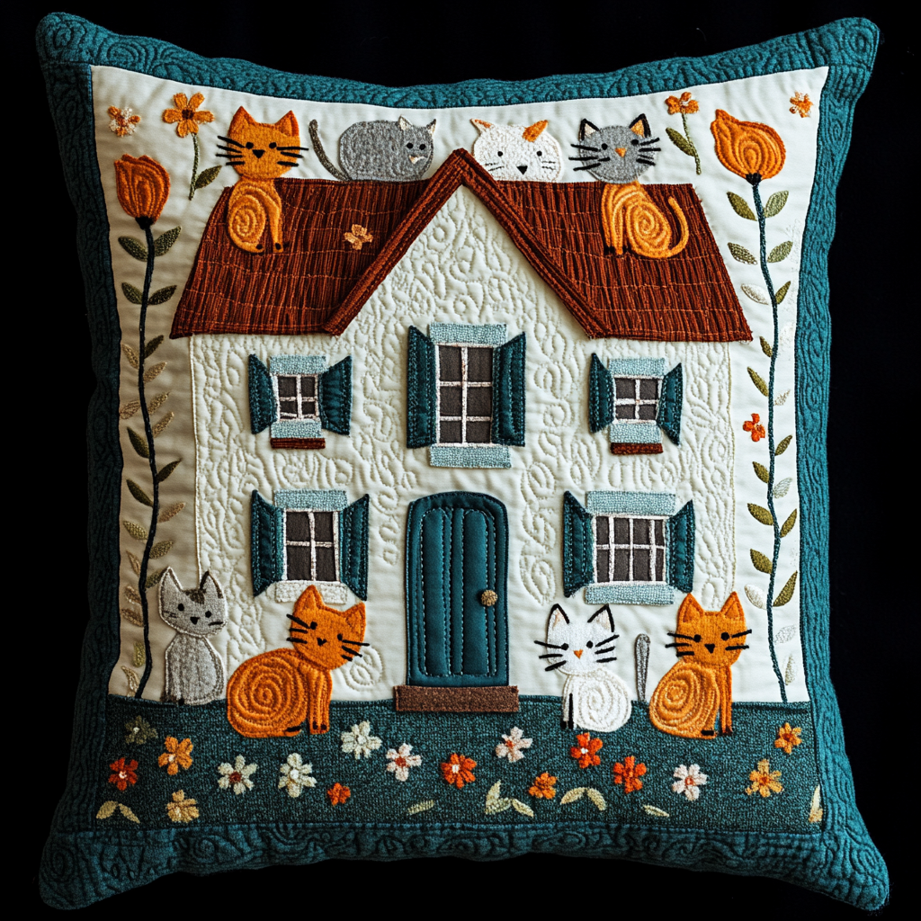 Cat House DAI040225357 Quilted Pillow Case