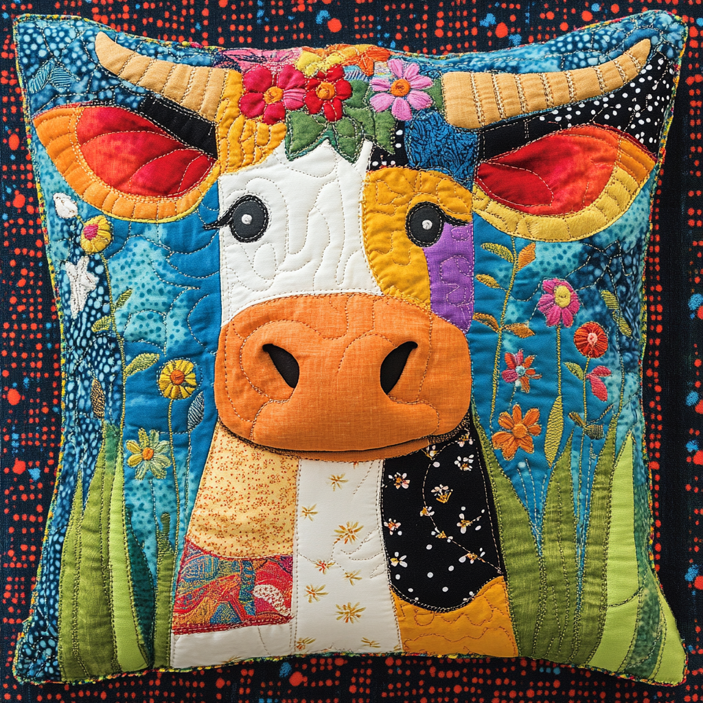 Cow DAI221024334 Quilted Pillow Case