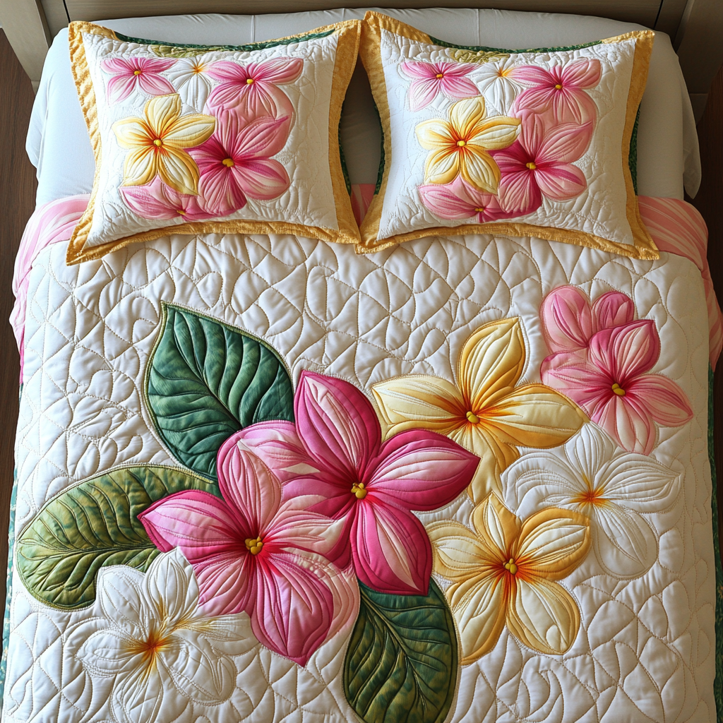 Plumeria Flower DAI040225264 Quilt Bedding Set