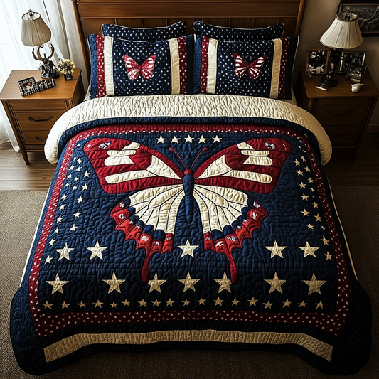 Patriotic Butterfly DAI280824302 Quilt Bedding Set