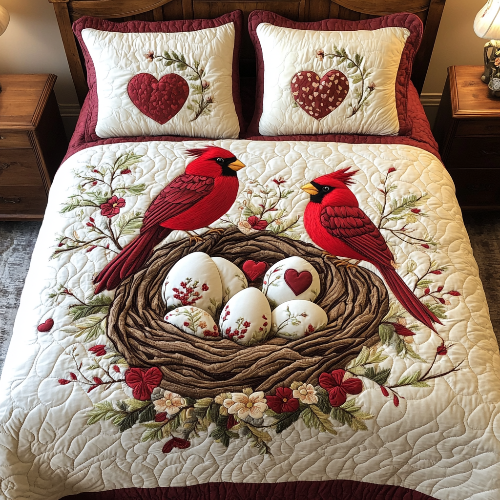 Cardinal Love DAI040225172 Quilt Bedding Set