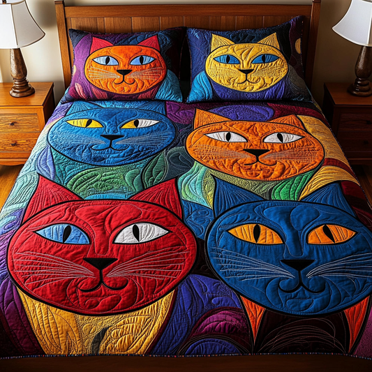 Abstract Cat TAI111124030 Quilt Bedding Set