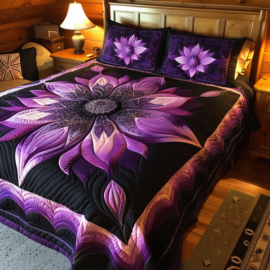 Purple Flower TAI100724103 Quilt Bedding Set