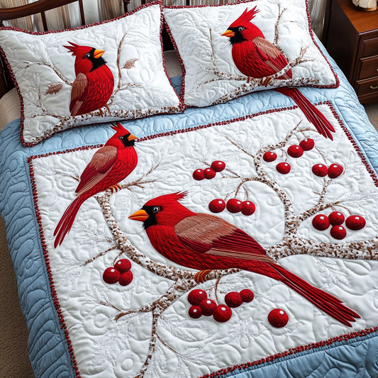 Winter Cardinal TAI201124153 Quilt Bedding Set