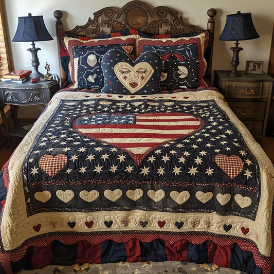 Patriotic Heart TAI251124103 Quilt Bedding Set