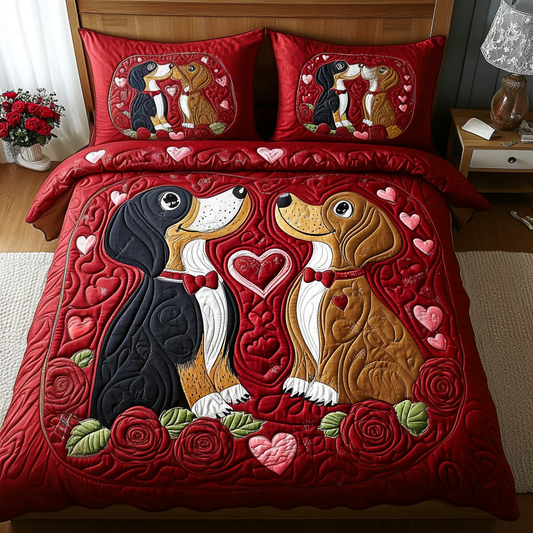 Valentine Dachshund DAI150125218 Quilt Bedding Set