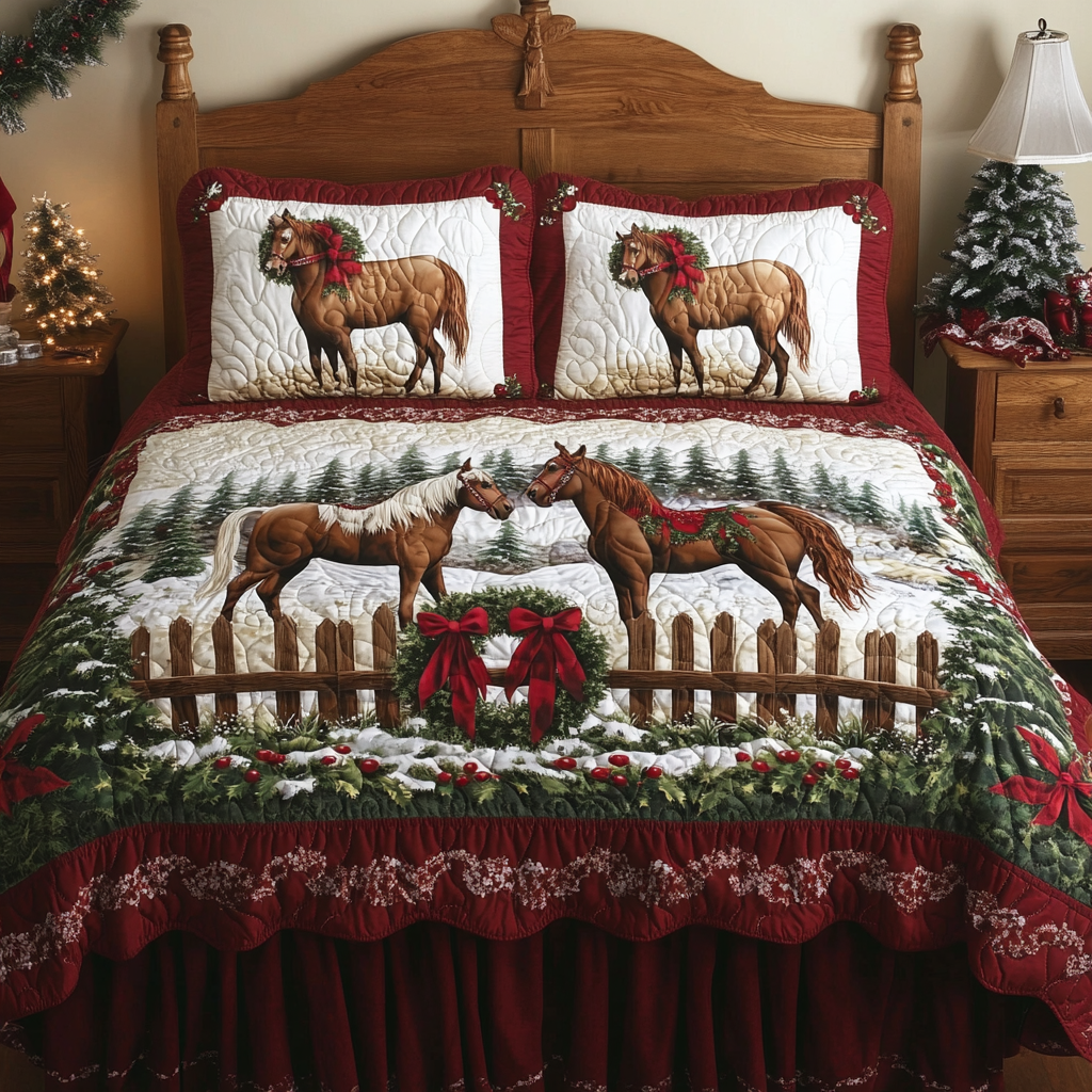 Christmas Horse TAI201124268 Quilt Bedding Set