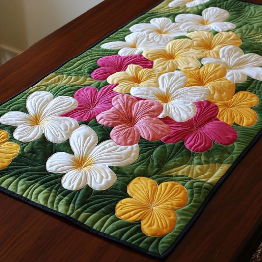 Plumeria Flower DAI040225472 Quilted Table Runner