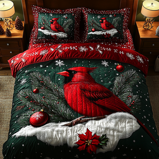 Christmas Cardinal TAI201124288 Quilt Bedding Set