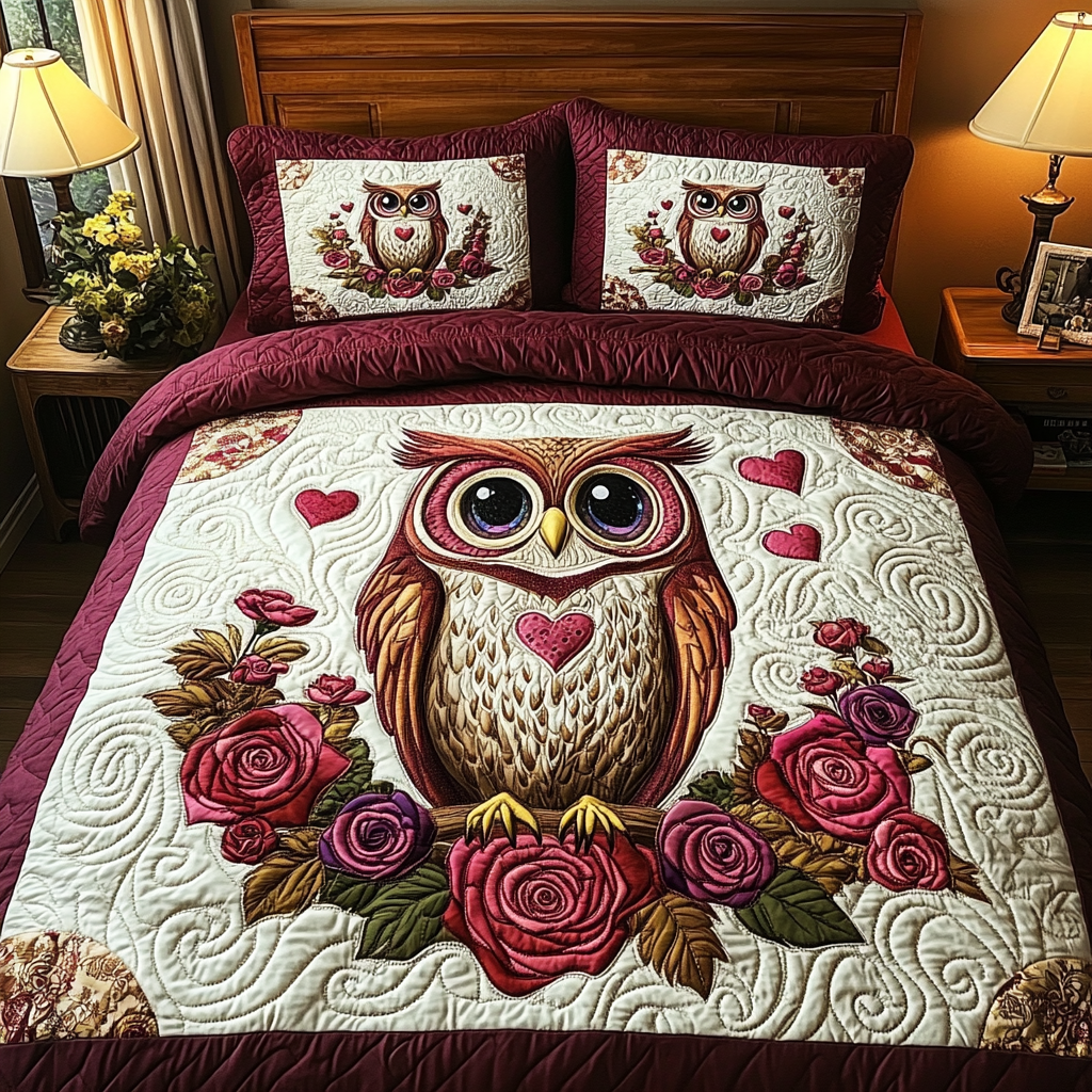 Valentine Owl DAI090125060 Quilt Bedding Set