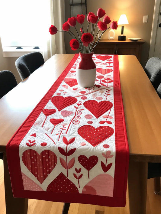 Heart TAI260224420 Quilted Table Runner