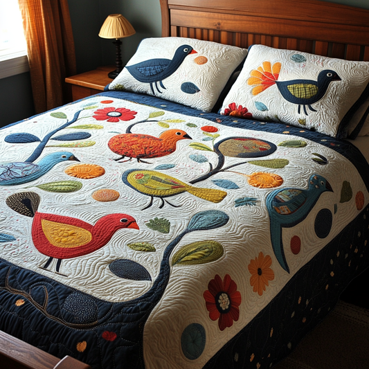 Birds In Flower Garden TAI251124038 Quilt Bedding Set